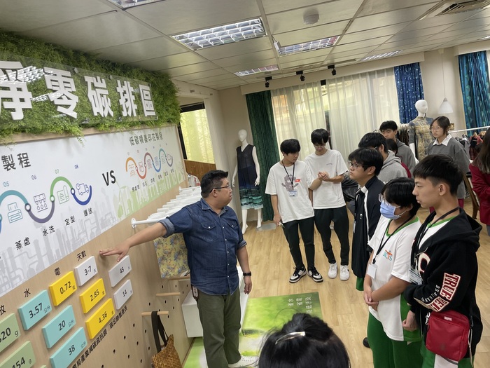 1141106亞東科大承辦新北市職場英語體驗營-紡研所亞東校友向學員解說紡織科技圖片